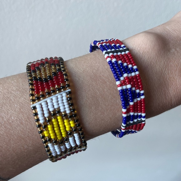 Vintage Small Beaded Cuff/Bangle Bracelet Set - Picture 1 of 10